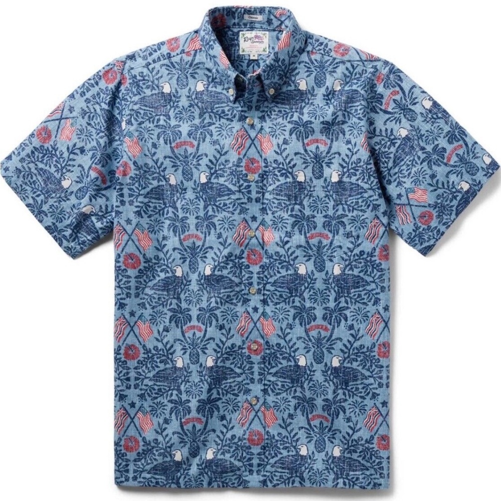 REYN SPOONER Summer Commemorative 2023 RED, WHITE & BLUE. SIZE: XL